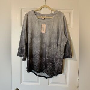 NWT Allison Daley Top Plus‎ Size 2X Elegant Ombre Floral Medallion Print